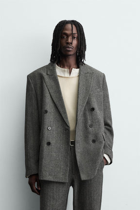 HERRINGBONE WOOL BLEND SUIT BLAZER - Image 2