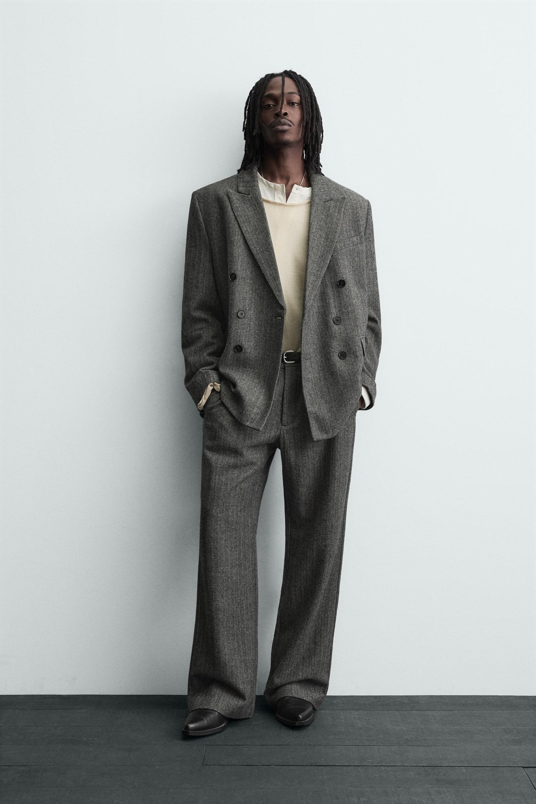 Herringbone Wool Trousers