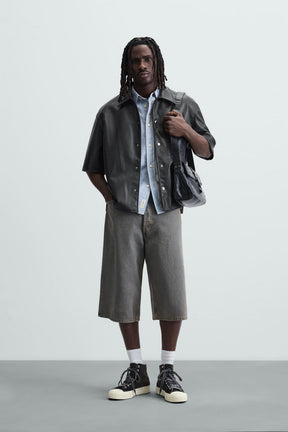 LEATHER EFFECT OVERSHIRT - Image 1