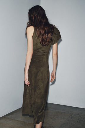 Asymmetric Faux Suede Dress