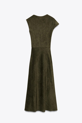 Asymmetric Faux Suede Dress
