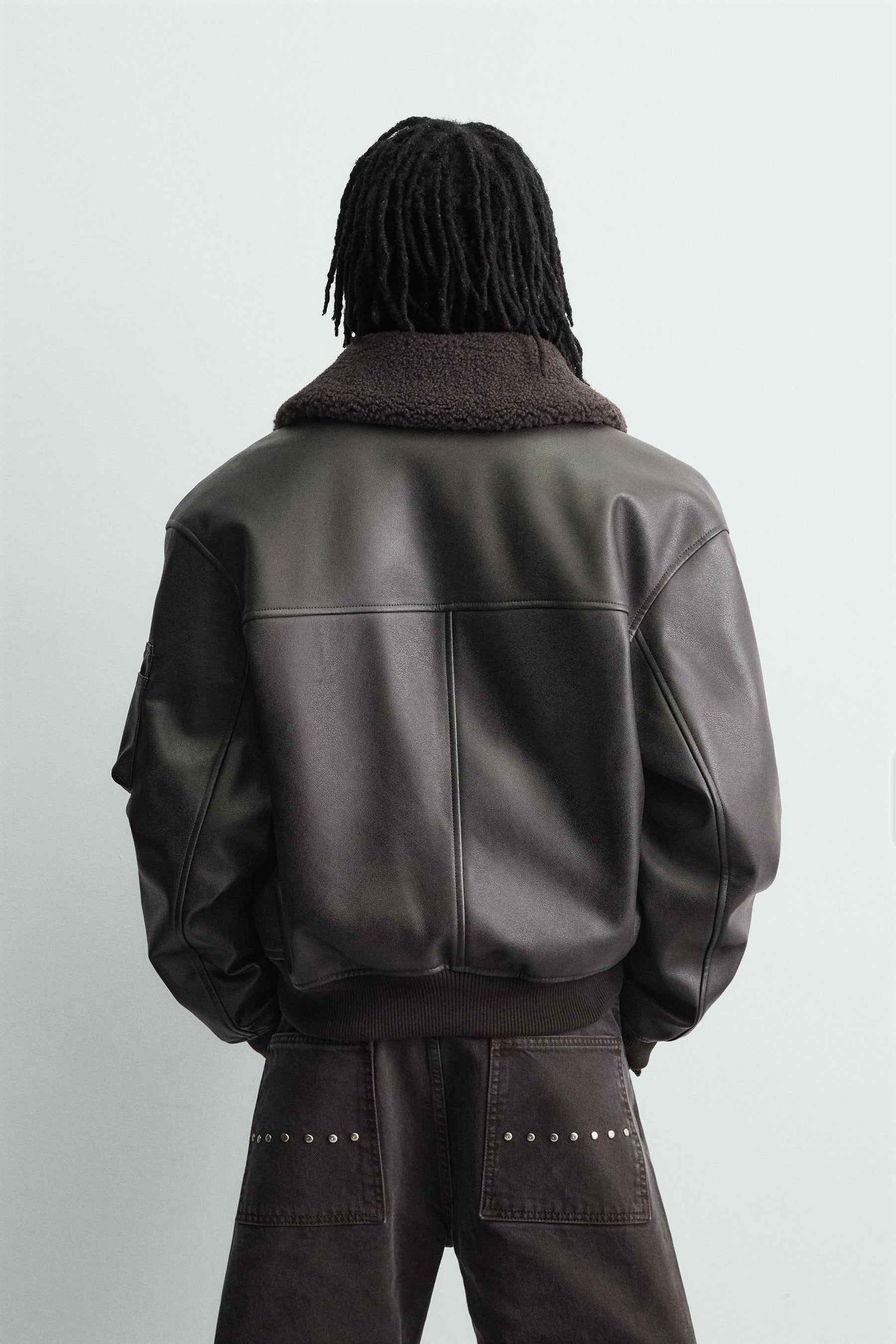 LEATHER EFFECT JACKET WITH DETACHABLE COLLAR - Image 3