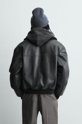 LEATHER EFFECT JACKET WITH DETACHABLE COLLAR - Image 3