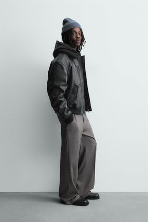 LEATHER EFFECT JACKET WITH DETACHABLE COLLAR - Image 4