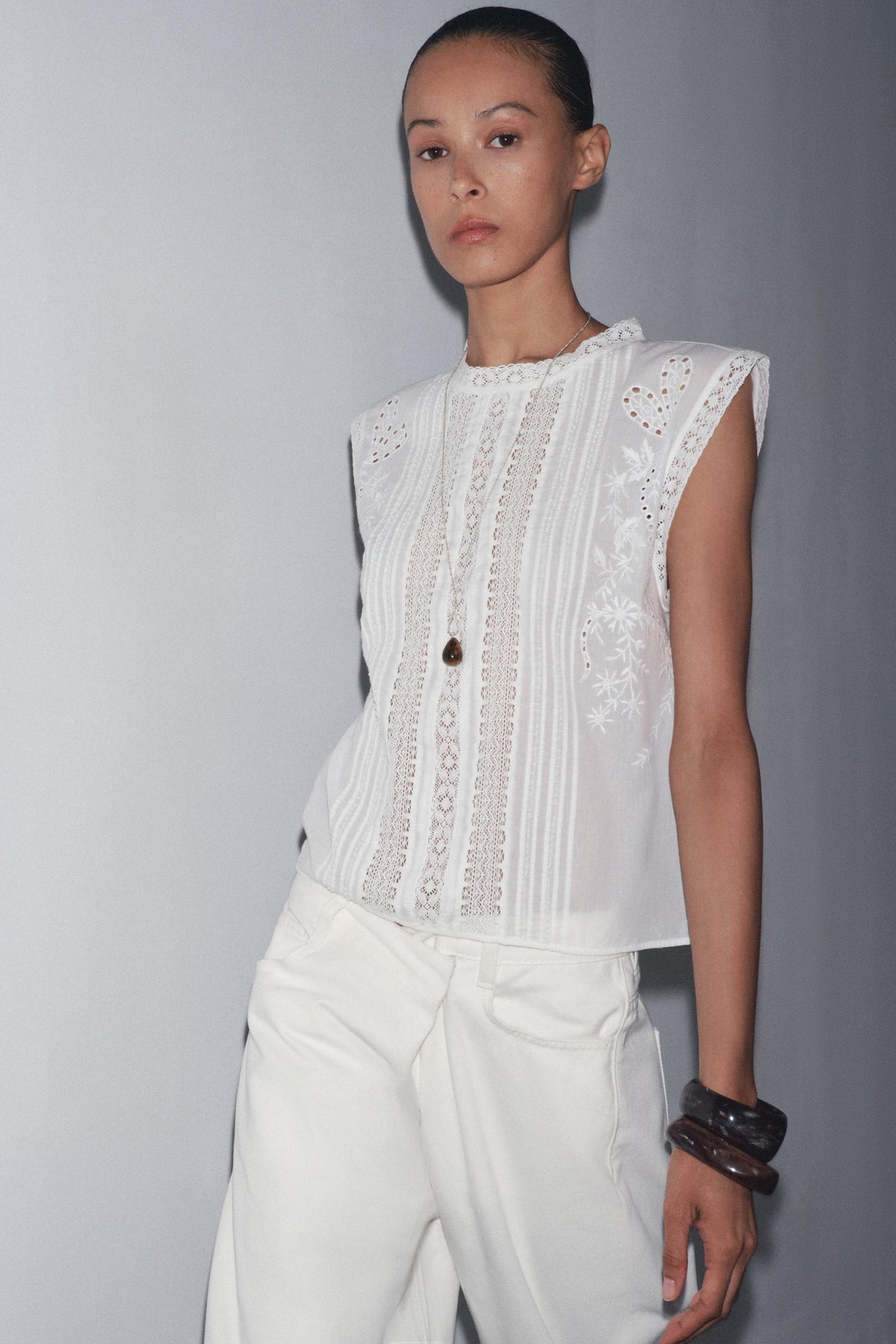 Sleeveless Ladder Stitch Blouse