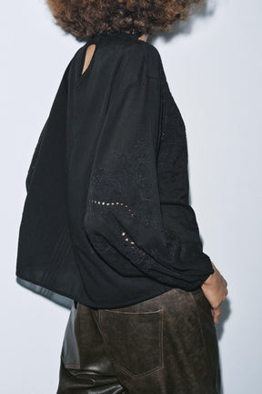 Embroidered Shirt with Lace