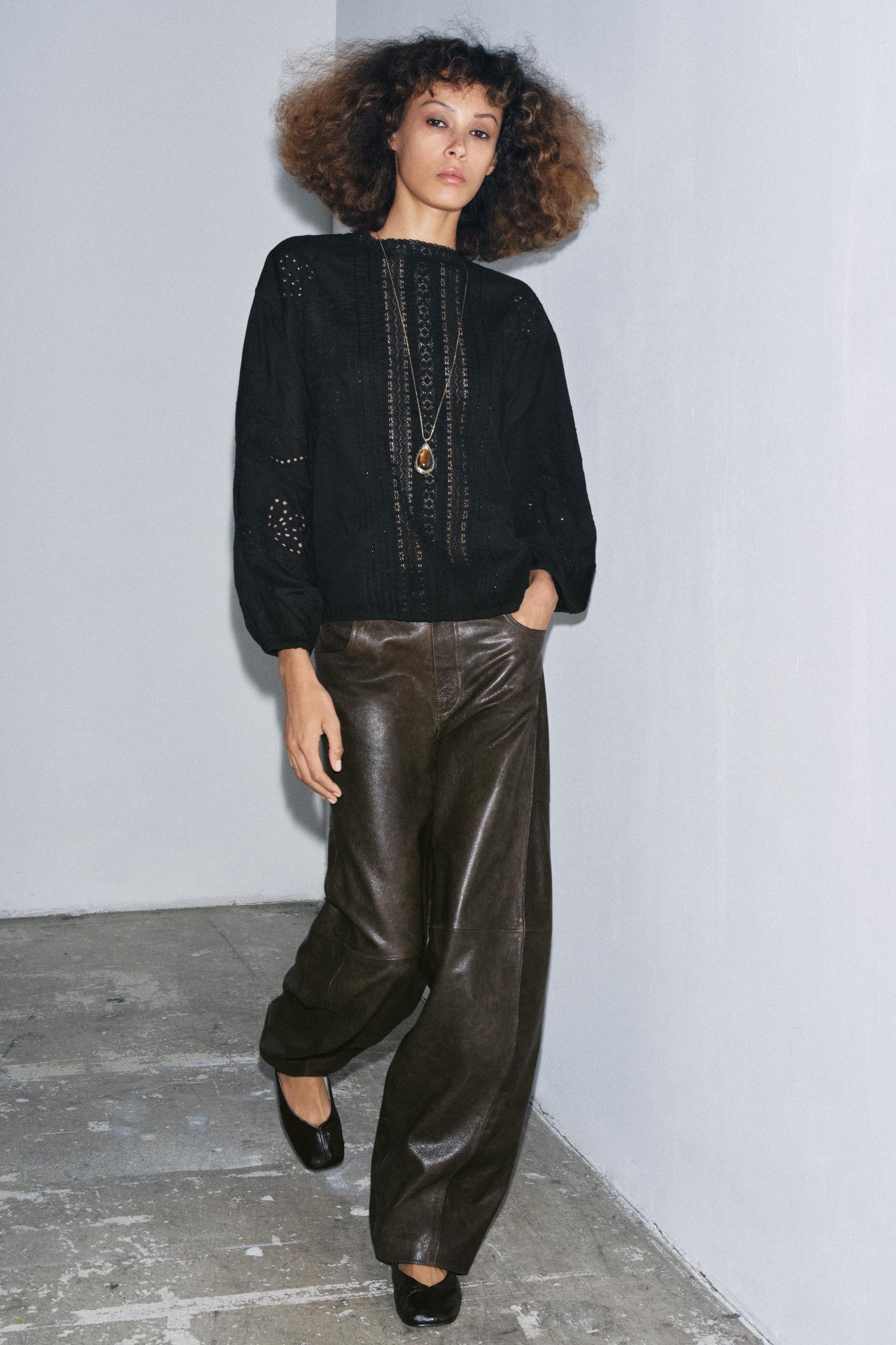 Embroidered Shirt with Lace
