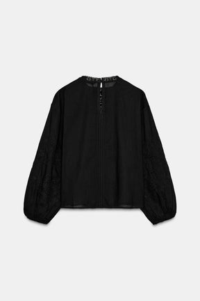 Embroidered Shirt with Lace