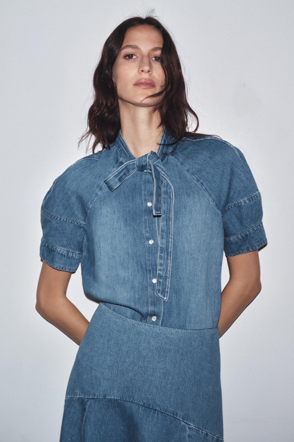 Denim Shirt with Tie