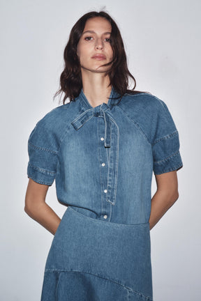 Denim Shirt with Tie