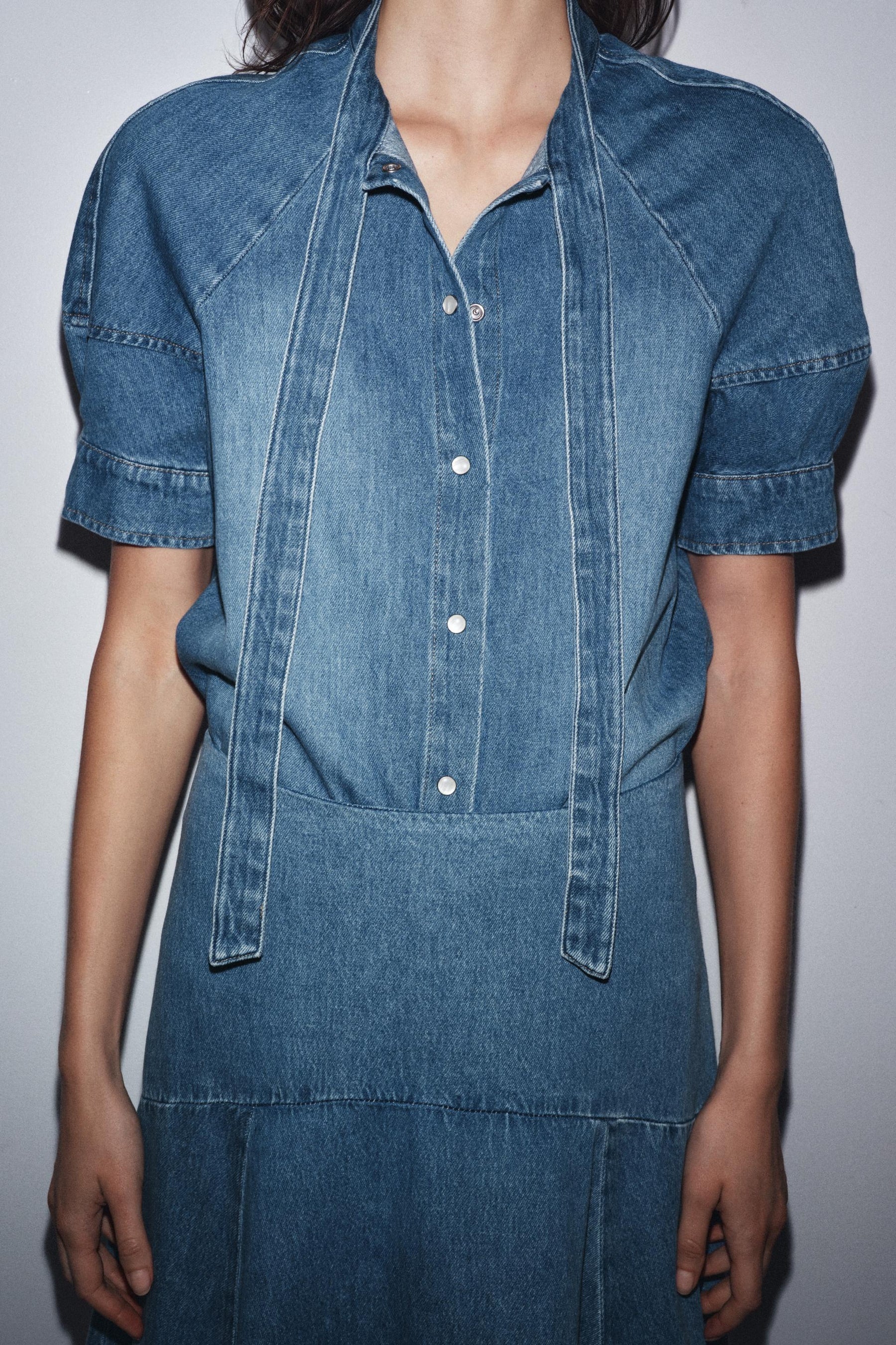 Denim Shirt with Tie