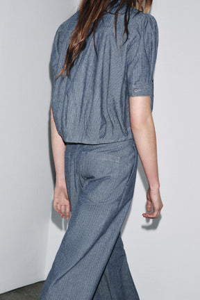 Denim Pleated Shirt