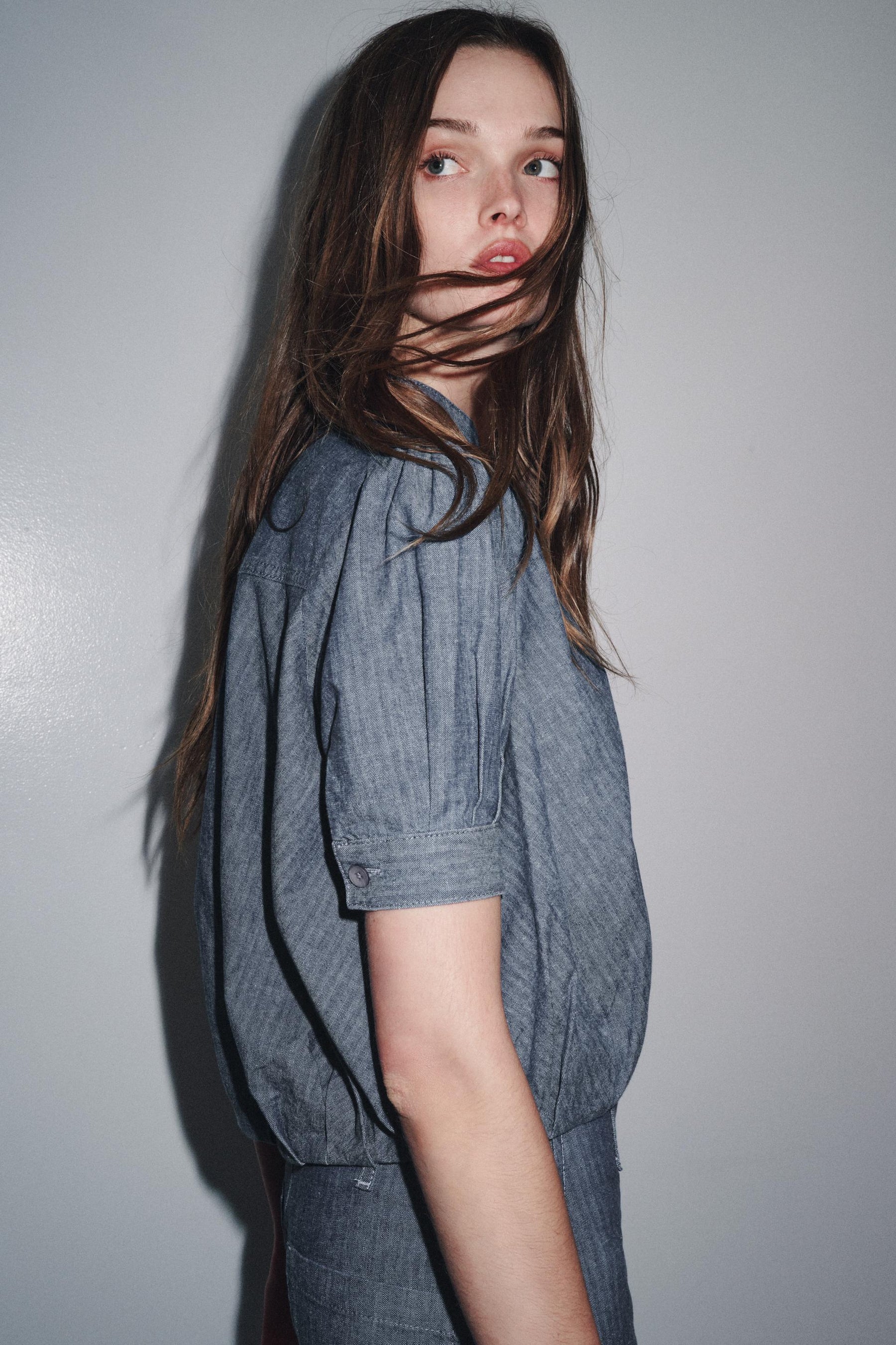 Denim Pleated Shirt