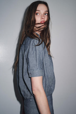 Denim Pleated Shirt