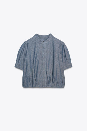Denim Pleated Shirt