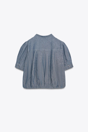 Denim Pleated Shirt