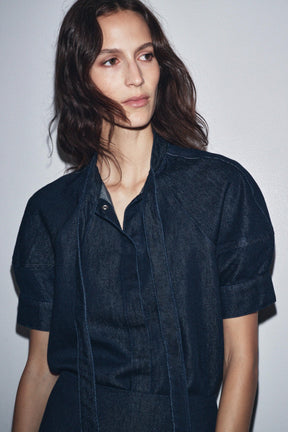 Denim Shirt with Ties