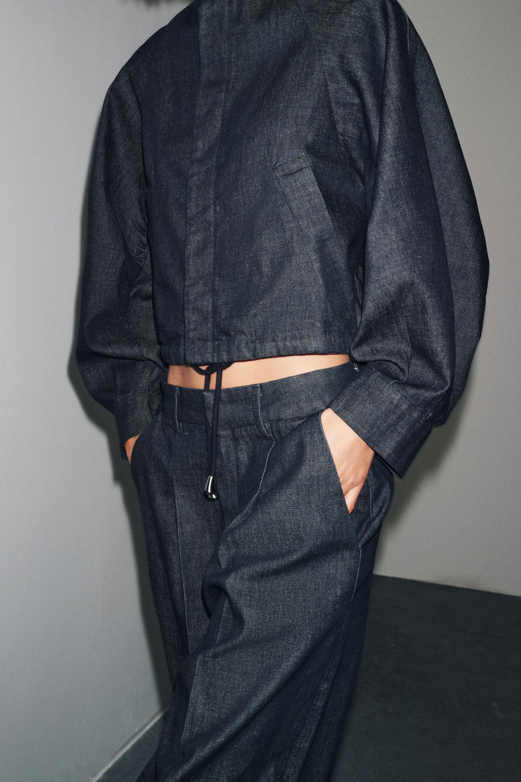 ZW COLLECTION PUFF DENIM BOMBER JACKET - Image 5