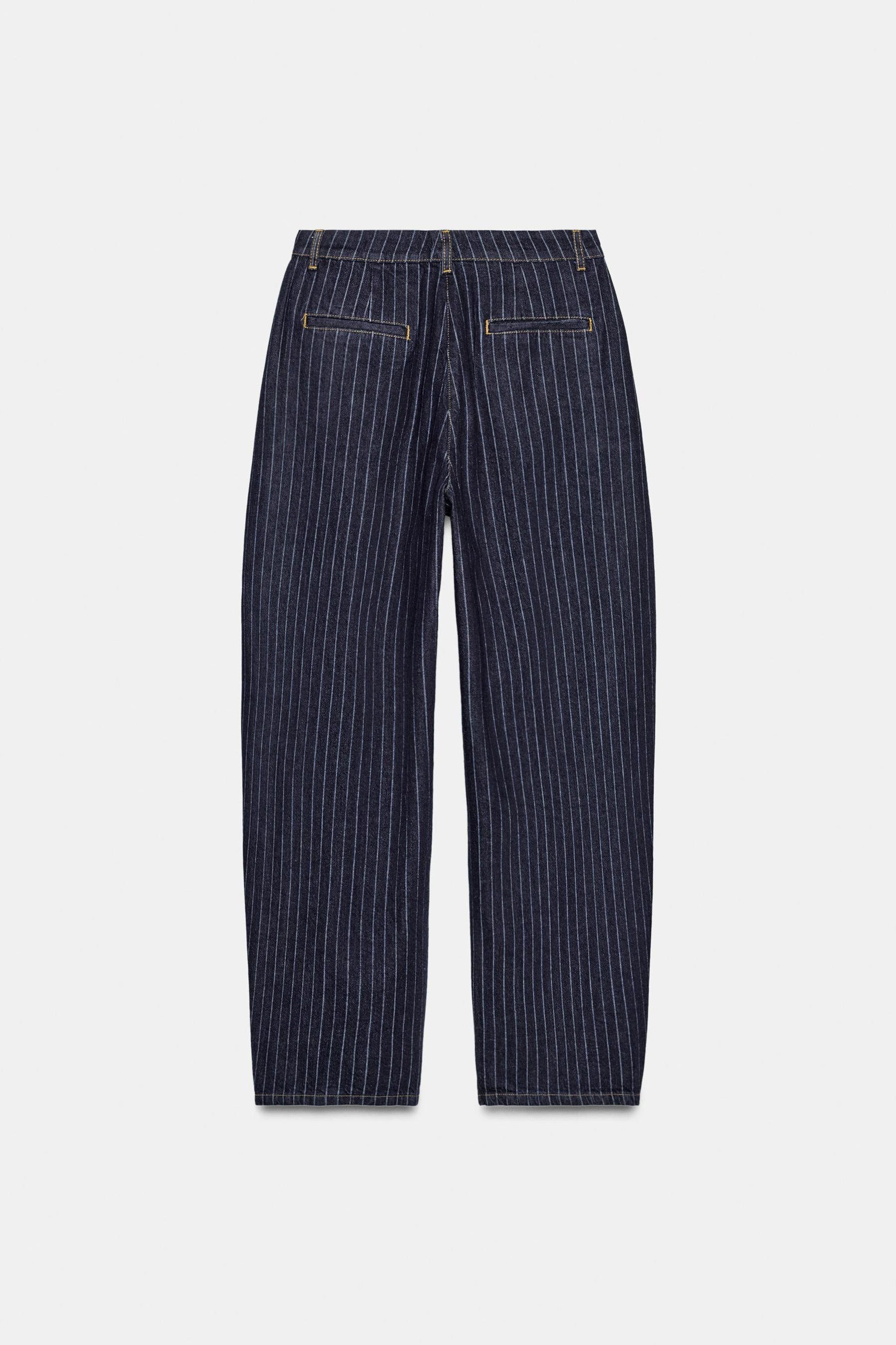 Mid-Waist Striped Balloon Jeans