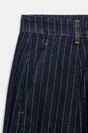 Mid-Waist Striped Balloon Jeans