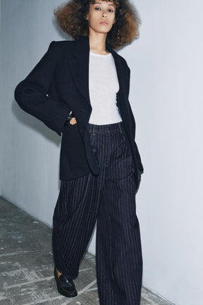 Mid-Waist Striped Balloon Jeans