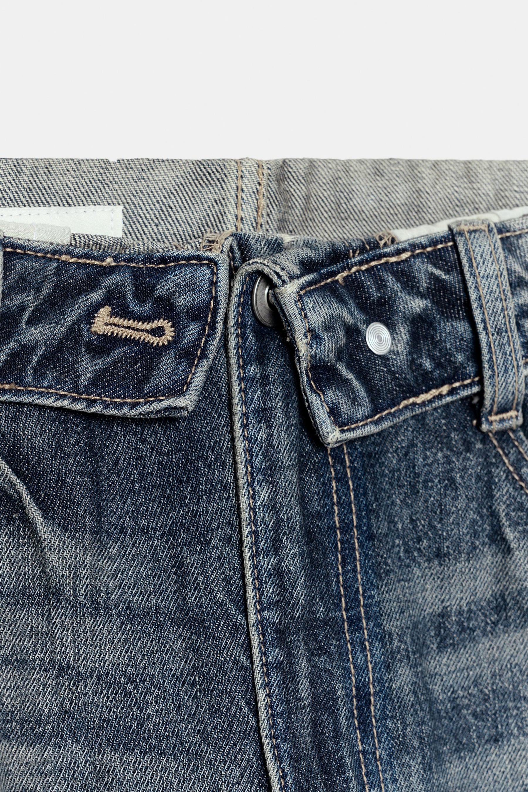 Mid-Waist Folded Waist Jeans