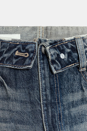 Mid-Waist Folded Waist Jeans