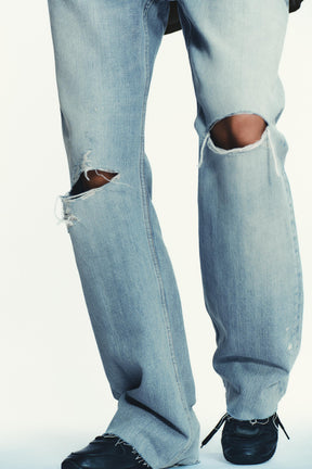 Ripped Wide-Leg Mid-Waist Jeans