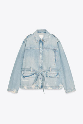 Jeansjacke mit Gürtel