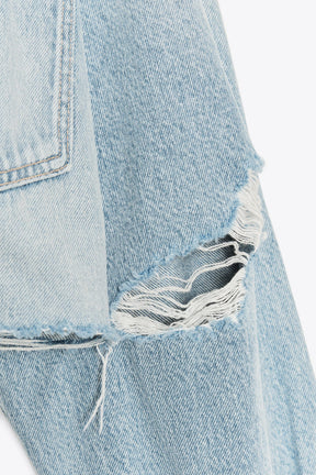 Ripped Crop Denim Overshirt