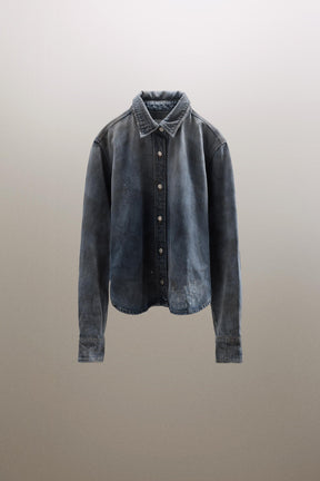 Faded Ripped Denim Shirt