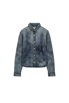 Faded Ripped Denim Shirt