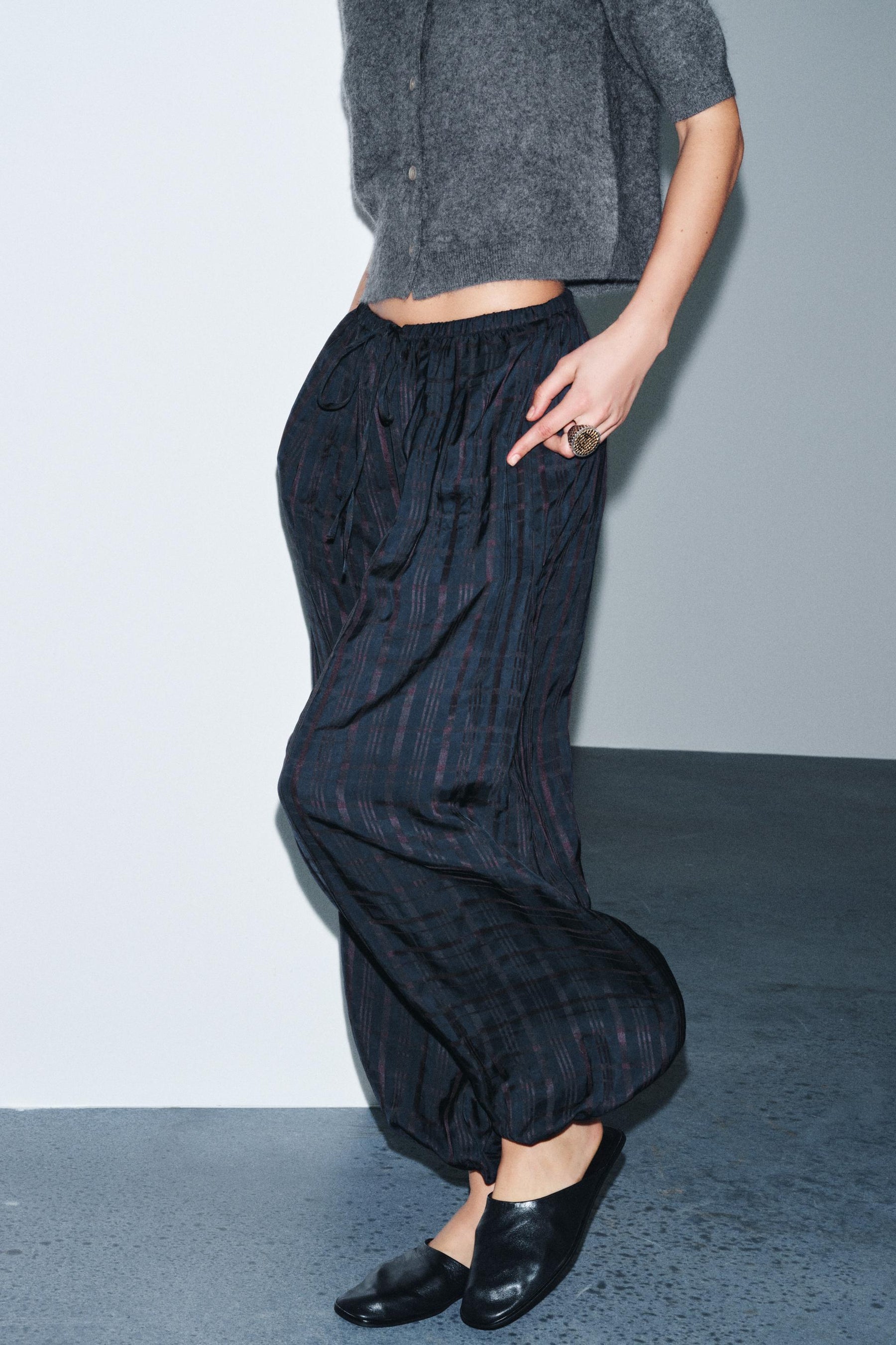 Checked Balloon Trousers
