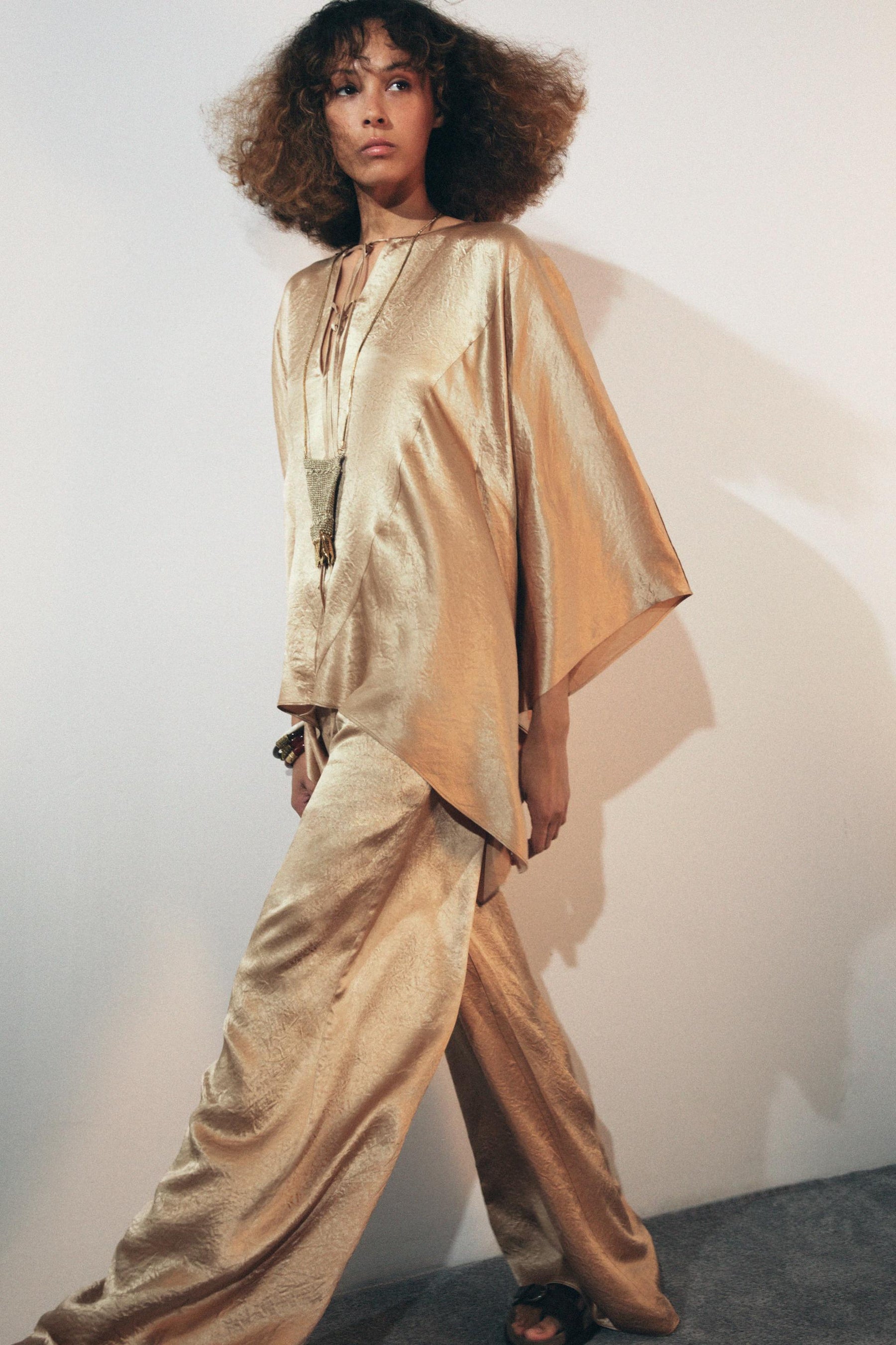 Satin cape shirt