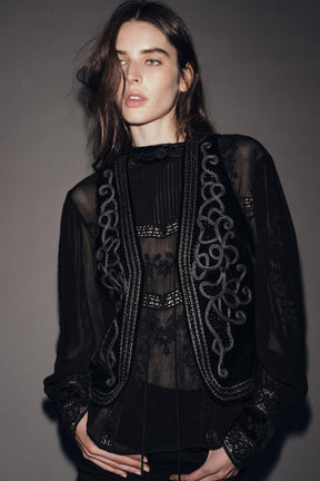 EMBROIDERED VELVET WAISTCOAT ZW COLLECTION - Image 2