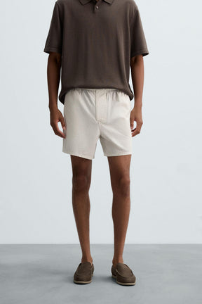 COTTON-HEMP STRIPED BERMUDA SHORTS - Image 2