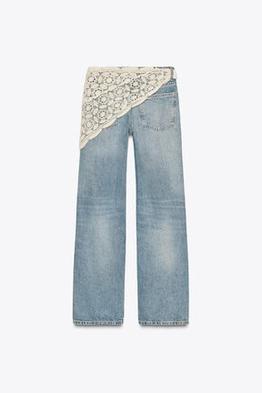 Weit geschnittene, mittelhohe Schal-Jeans