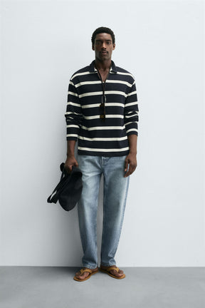 STRIPED JACQUARD POLO SHIRT - Image 1