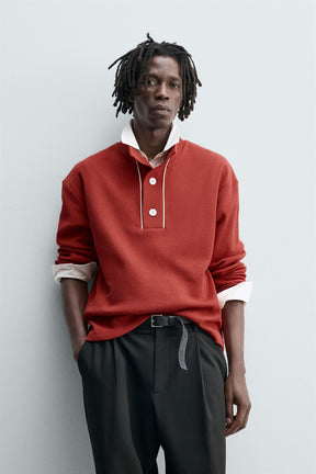 Textured Contrast Polo