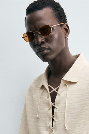 TEXTURED DRAWSTRING POLO SHIRT - Image 7