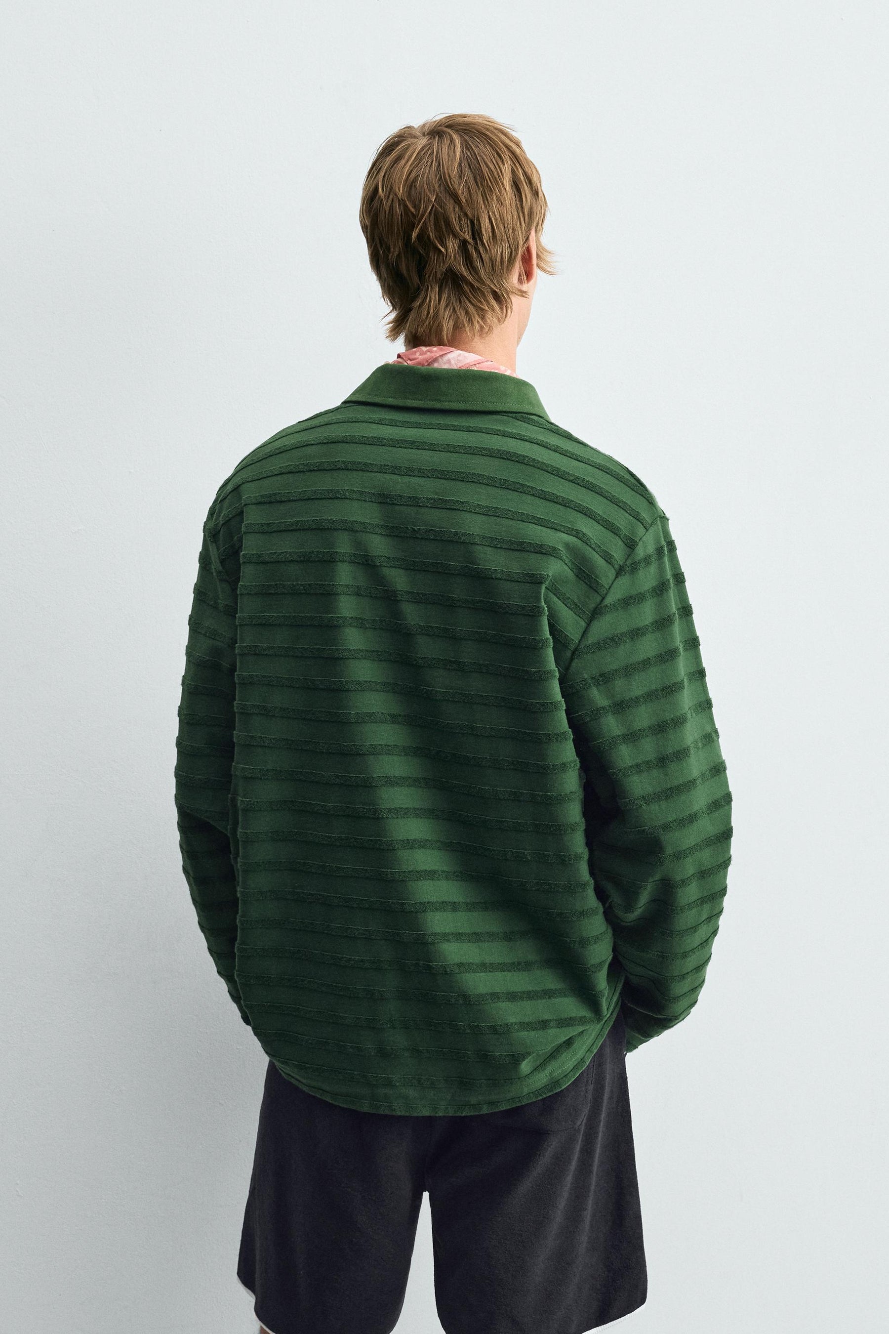 STRIPED JACQUARD TOWELLING POLO SHIRT - Image 3