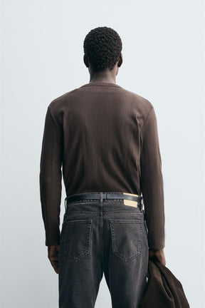 TEXTURED HENLEY T-SHIRT - Image 3