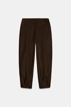 Wool Pleated Barrel Trousers