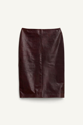 100% LEATHER STRAIGHT SKIRT