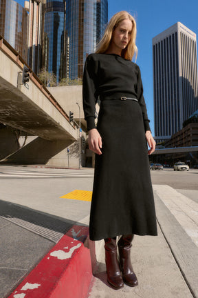 Belted midi dress