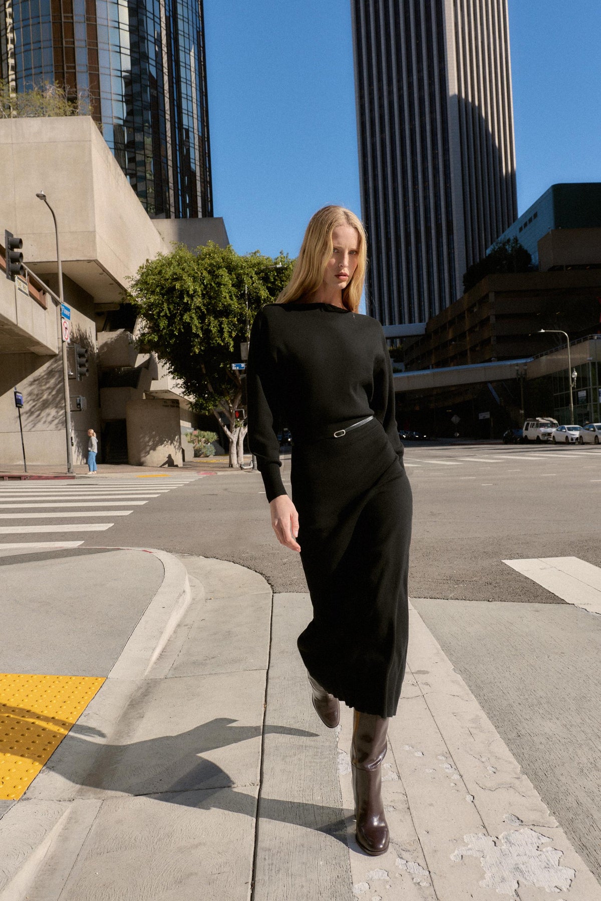 Belted midi dress