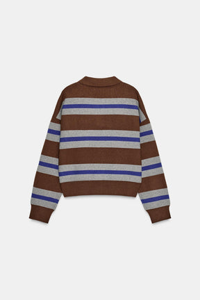 Striped Knit Polo Shirt
