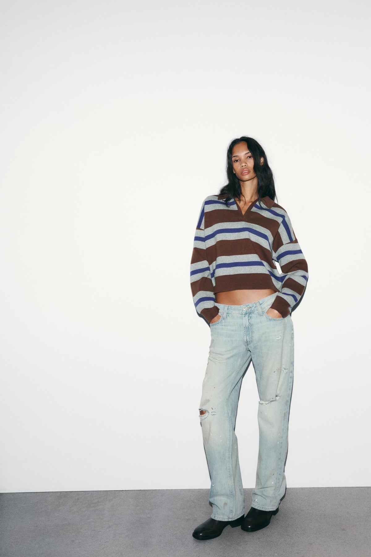 Gestreiftes Strickpolohemd