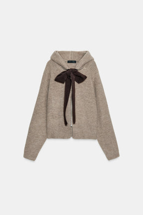 Bow-Detailed Knit Cardigan