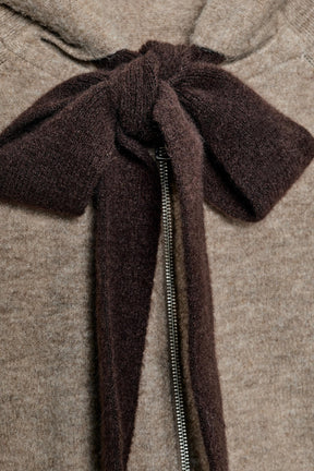 Cardigan-Hoodie mit Schleifenakzent